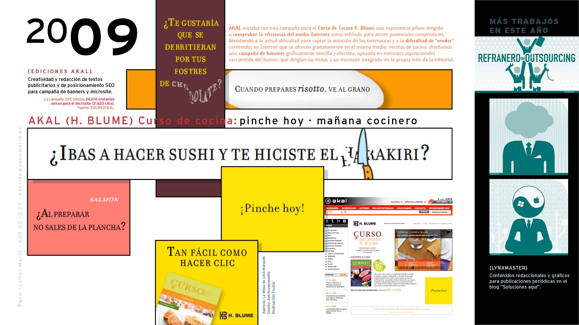 Porfolio de Paco Marín. 2009. Creación, diseño y redacción de banners para el Curso de Cocina de Ediciones AKAL.